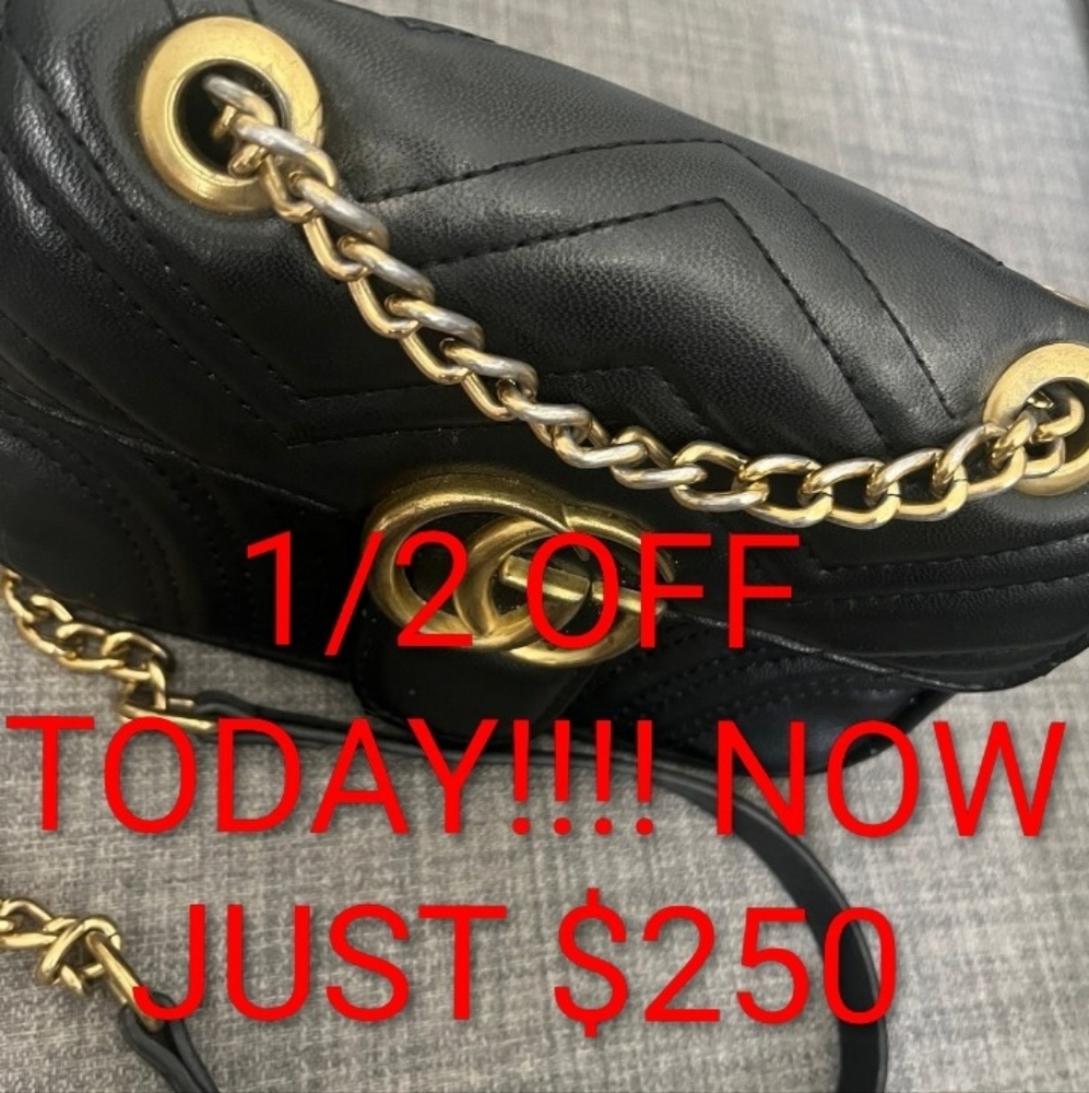 Gucci Black Crossbody Bag with Gold Chain